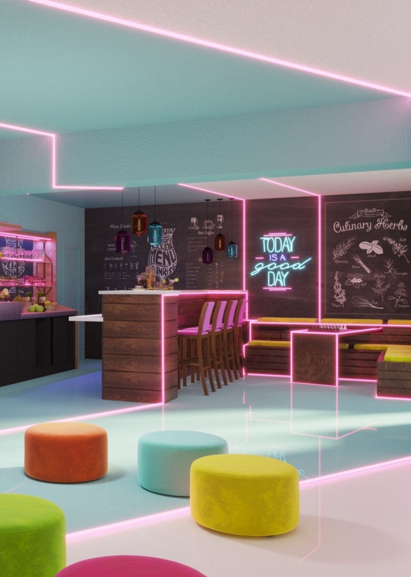 Проект дизайна интерьеров для курорта Alean Family Riviera в Анапе от Nosova Anastasia Design — авторские решения для гостиничных и общественных пространств.