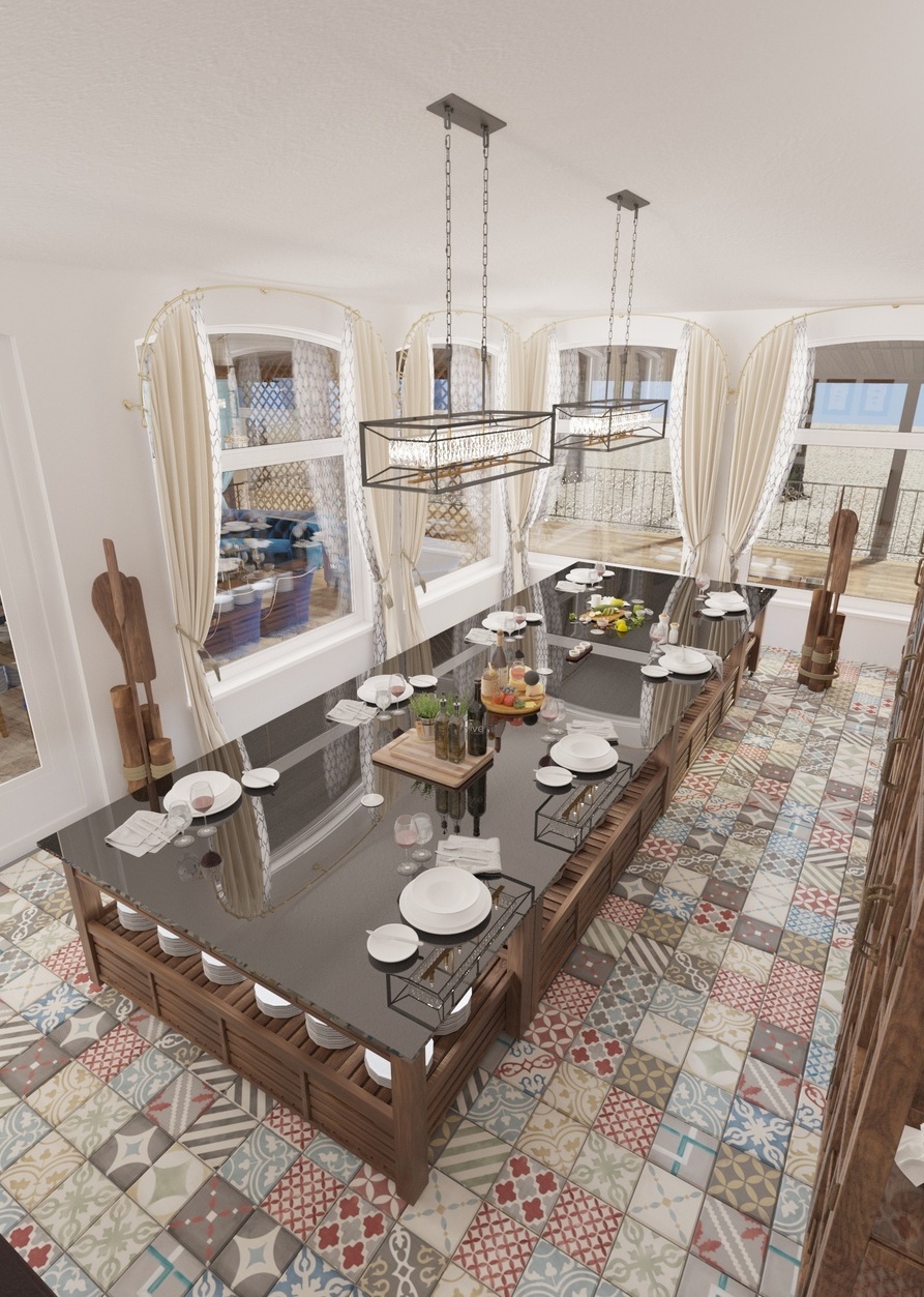 Проект дизайна интерьеров для курорта Alean Family Riviera в Анапе от Nosova Anastasia Design — авторские решения для гостиничных и общественных пространств.